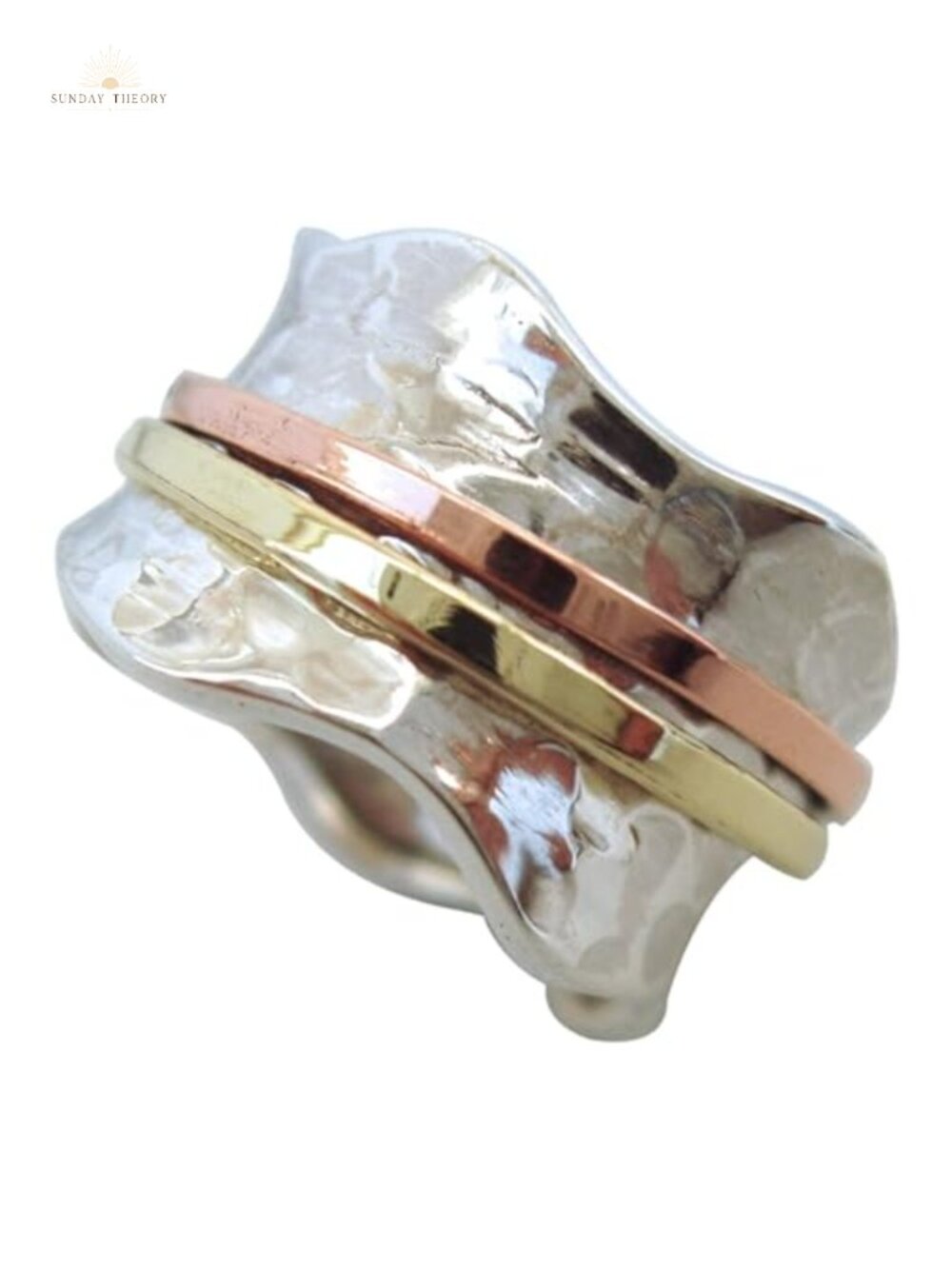 925 Sterling Silver Fidget Spinner Ring Brass Copper Anxiety Comfort Meditation